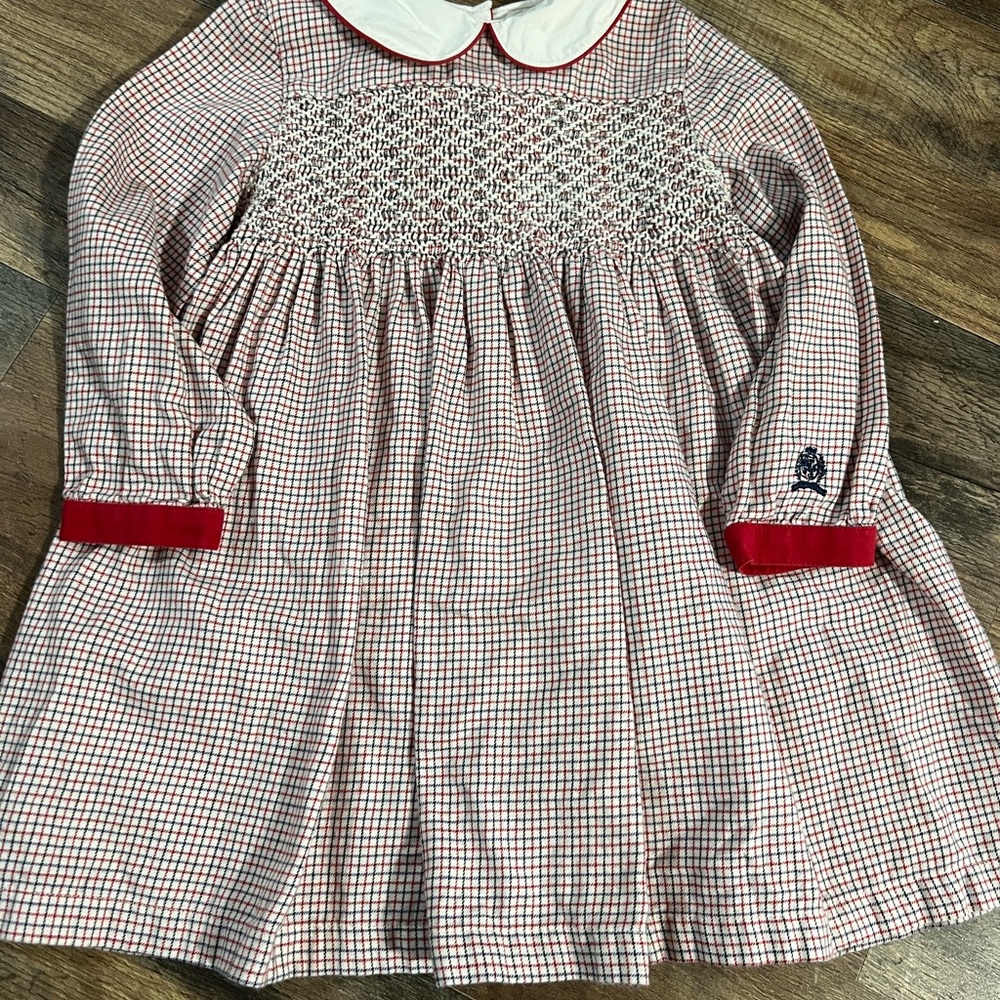 Vintage Girls 3T Tommy Hilfiger Smocked Plaid Dress
